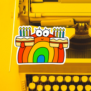 Brian the Rainbow Vinyl Sticker | Birthday Cakes