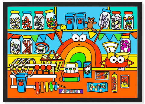 Brian the Rainbow Town | Sweet Shop | A5 Print - Jennie Sergeant Designs